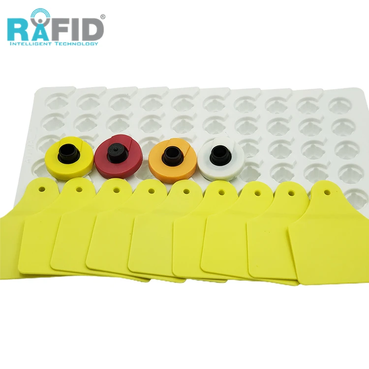RAFID UHF RFID Animal Ear tag Animal ID Chip EID  ISO11784/5 FDX-B Sheep Cow Cattle Ear Tag For Livestocks Identification