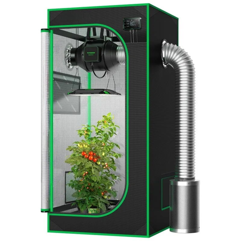 Growth Tent With High Reflective Polyester Film Observation Window And Floor Tray Suitable For Hydroponic Indoor Plants