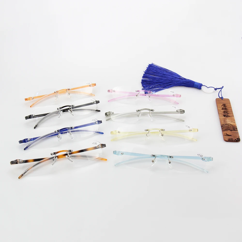  EUGENIA 2021 Fashion Adult Frameless Reading Glasses Wholesale Customization Different Colors Tr90 Clear