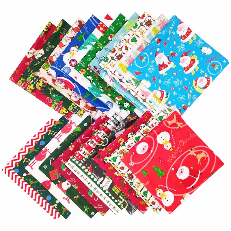 20 pieces patchwork precut snowflake printed cotton christmas fabric for DIY sewing quilting christmas dress apron crafts