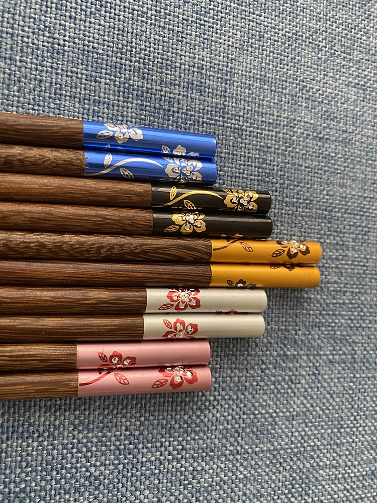 Factory customized hot sale flower blooming rich and precious alloy edging chopsticks