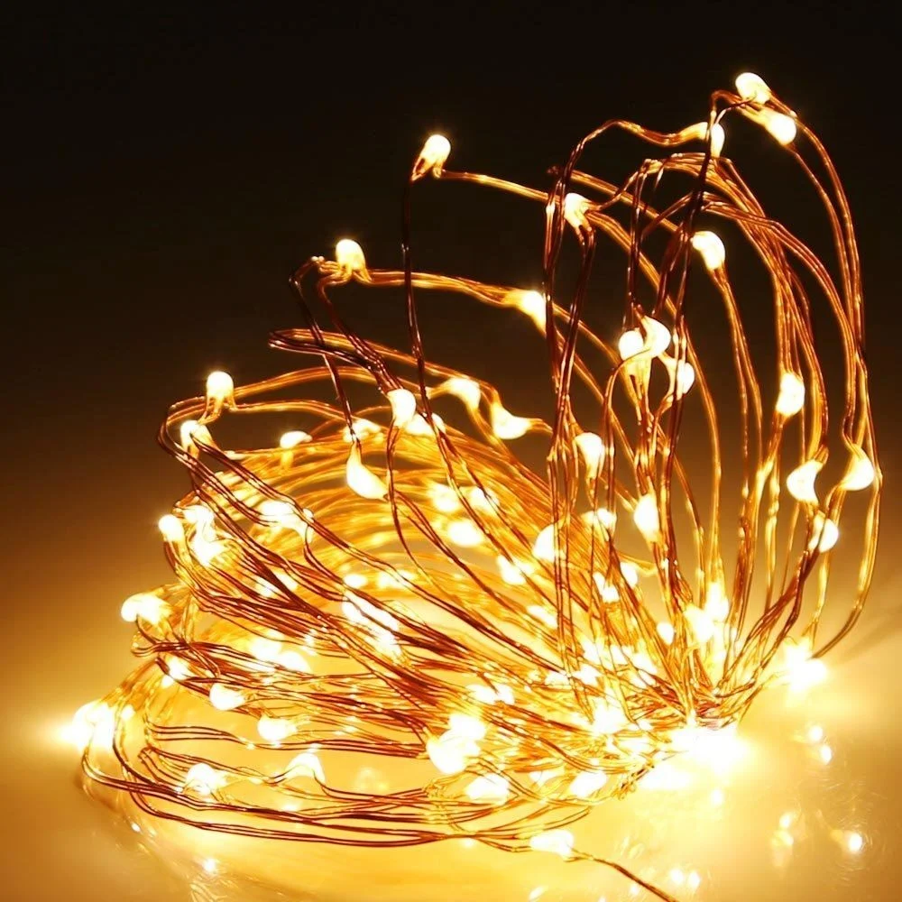 mini Decor Firefly Battery Twinkle luces de navidad 50m 100m LED Micro Silver Copper Wire christmas String Fairy Light