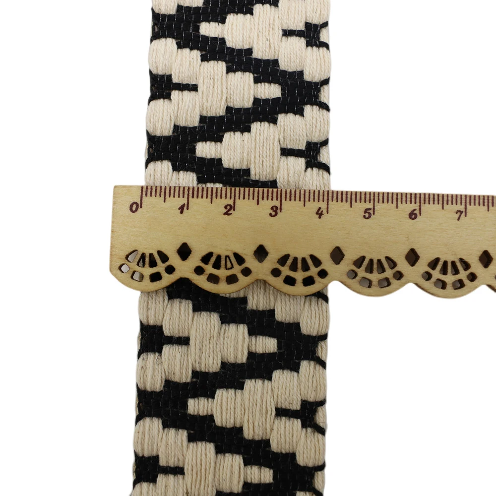 1 1/2 inches patterned cotton ribbon for bag garment guitar,2.3mm thick recycled cotton strap