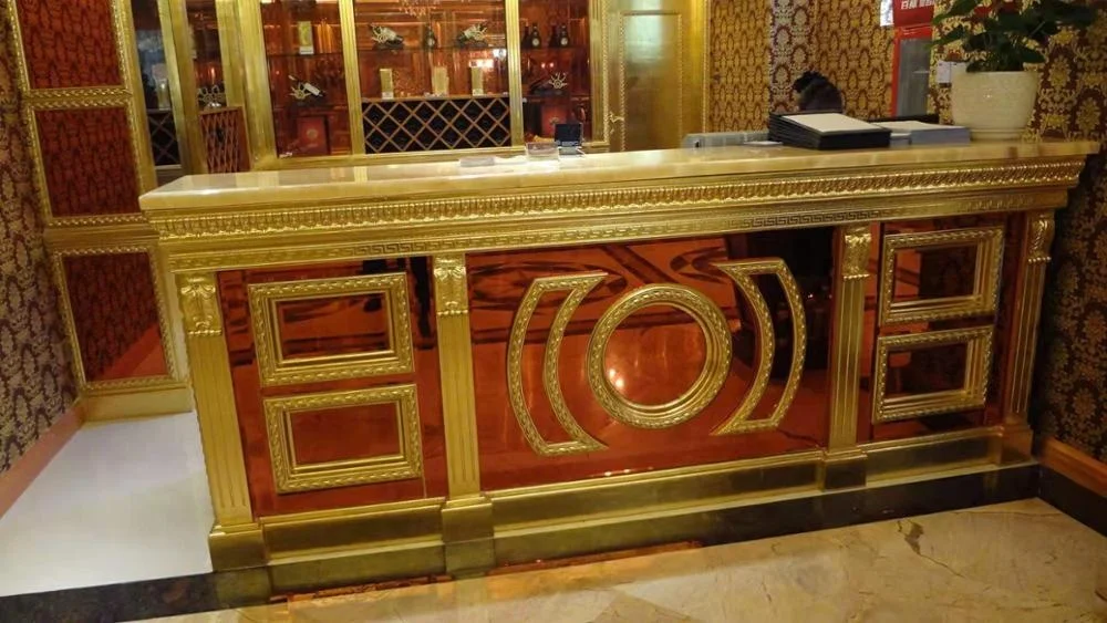 European classical luxury gold wooden bar table for hotel