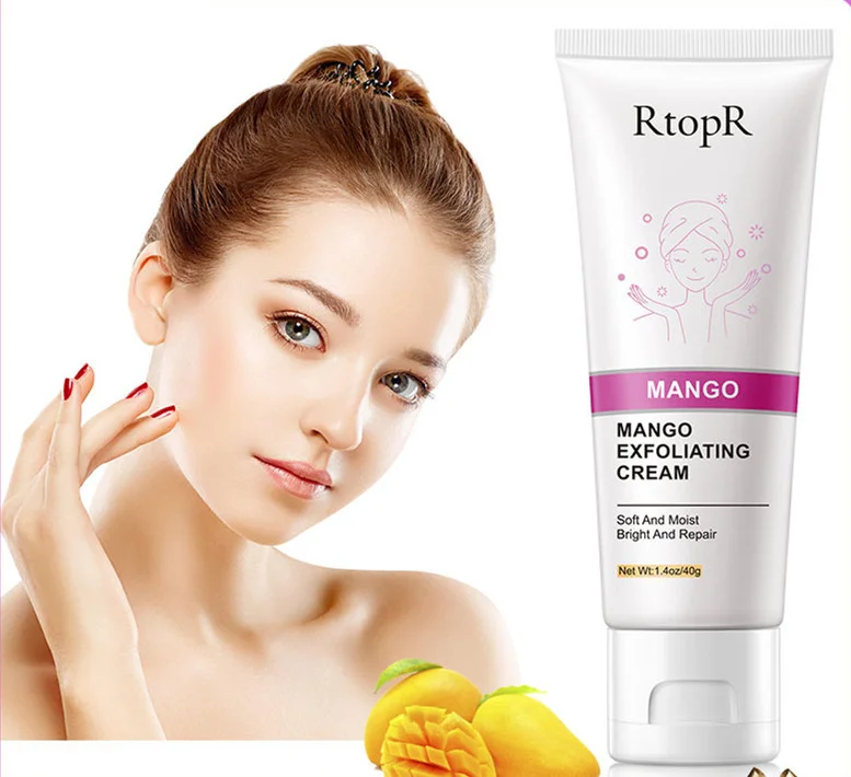 Private label hot sale mango face exfoliating cream for softening cuticle clean pores soothe moisturize brighten skin scrub