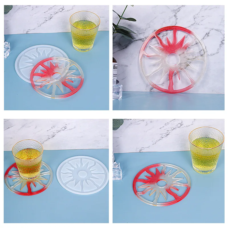 Reusable craft uv epoxy resin art casting making mould custom logo diy silicone rubber cup pad flower coaster mold