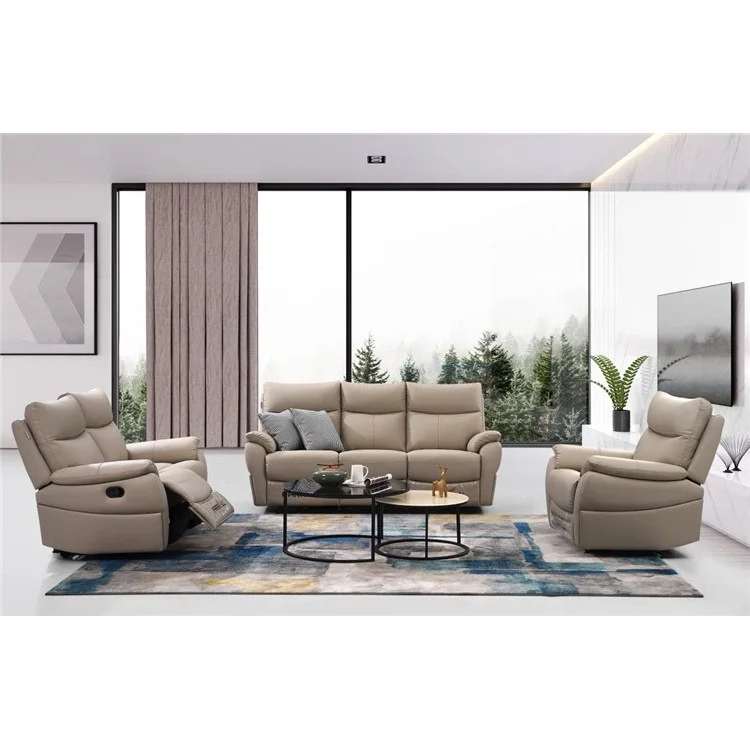 Farrell living room furniture set best selling mid century 3+2+1 seats modern genuine leather sofa set