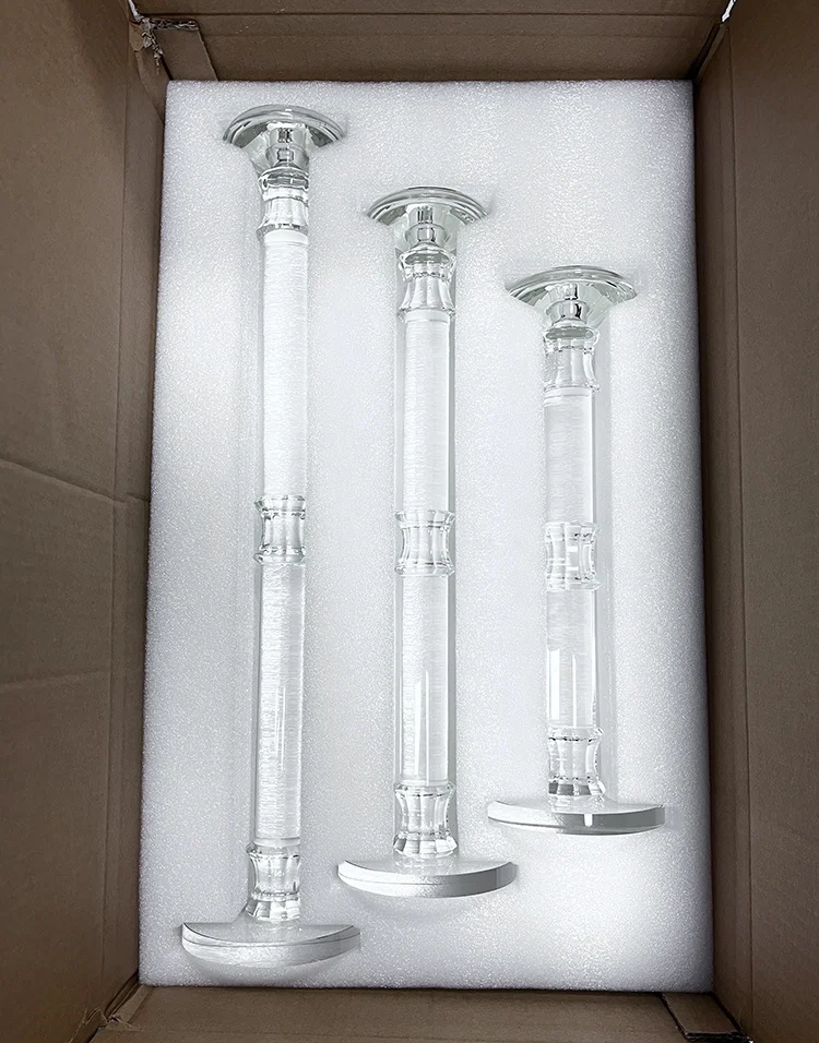 Cylindrical Crystal Clear Glass Chimney Tea Light Candle Holder Centerpieces For Wedding Decoration