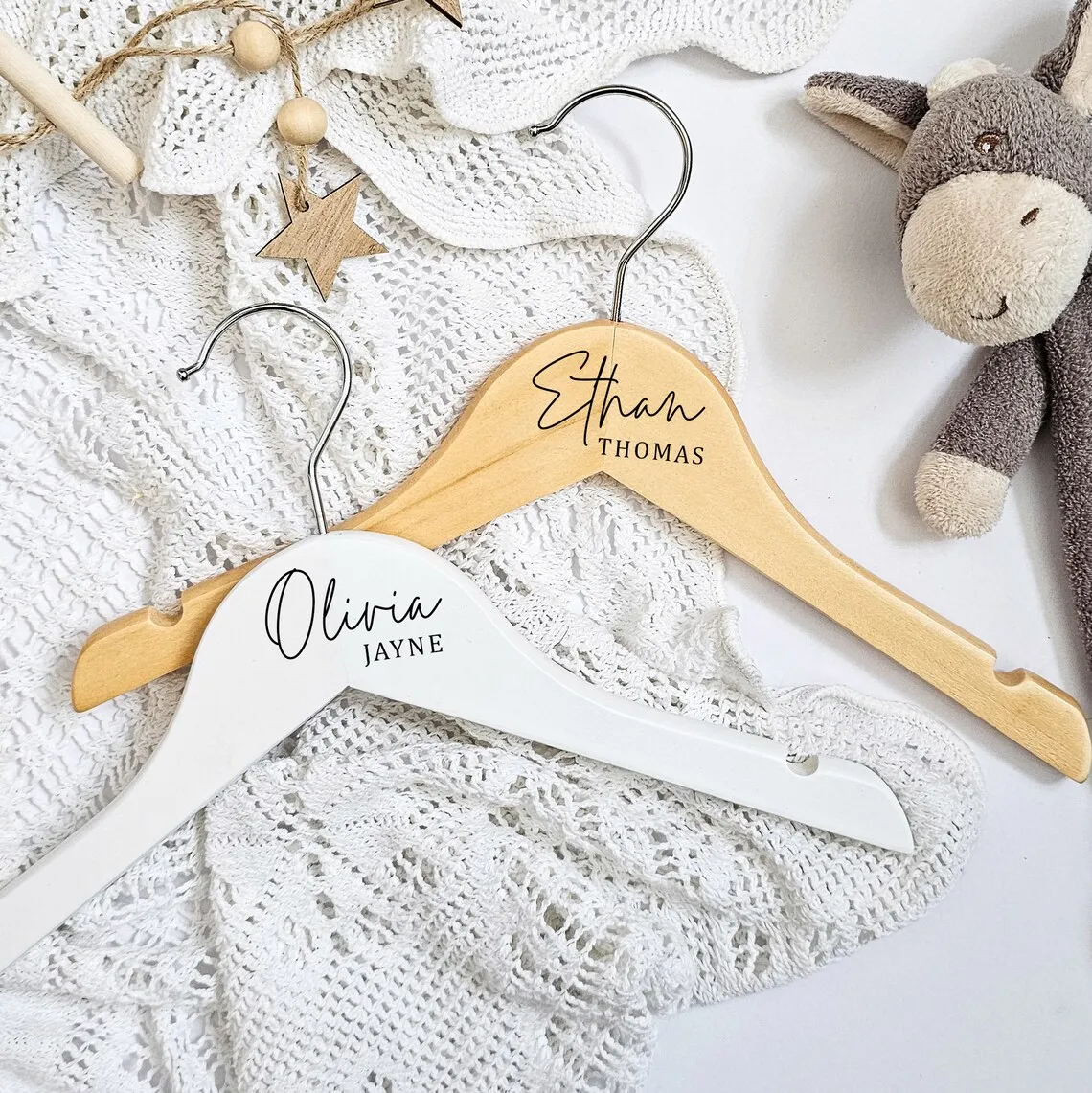 wholesale custom hangers with logo clothing store baby kids cloths coat hangers with clips white wooden hanger for clothes