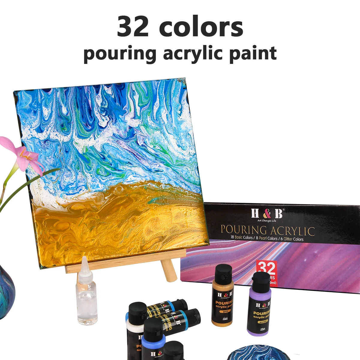 Non-toxic 32color peinture acrylique and metal acrylic pouring paint