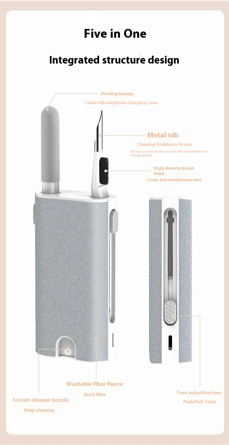 New Design 5 in 1 Multi Function Earphone Earbud TWS Cleaner Pen Brush Cleaning Tool Kit For Notebook Computer Phone Cleaner