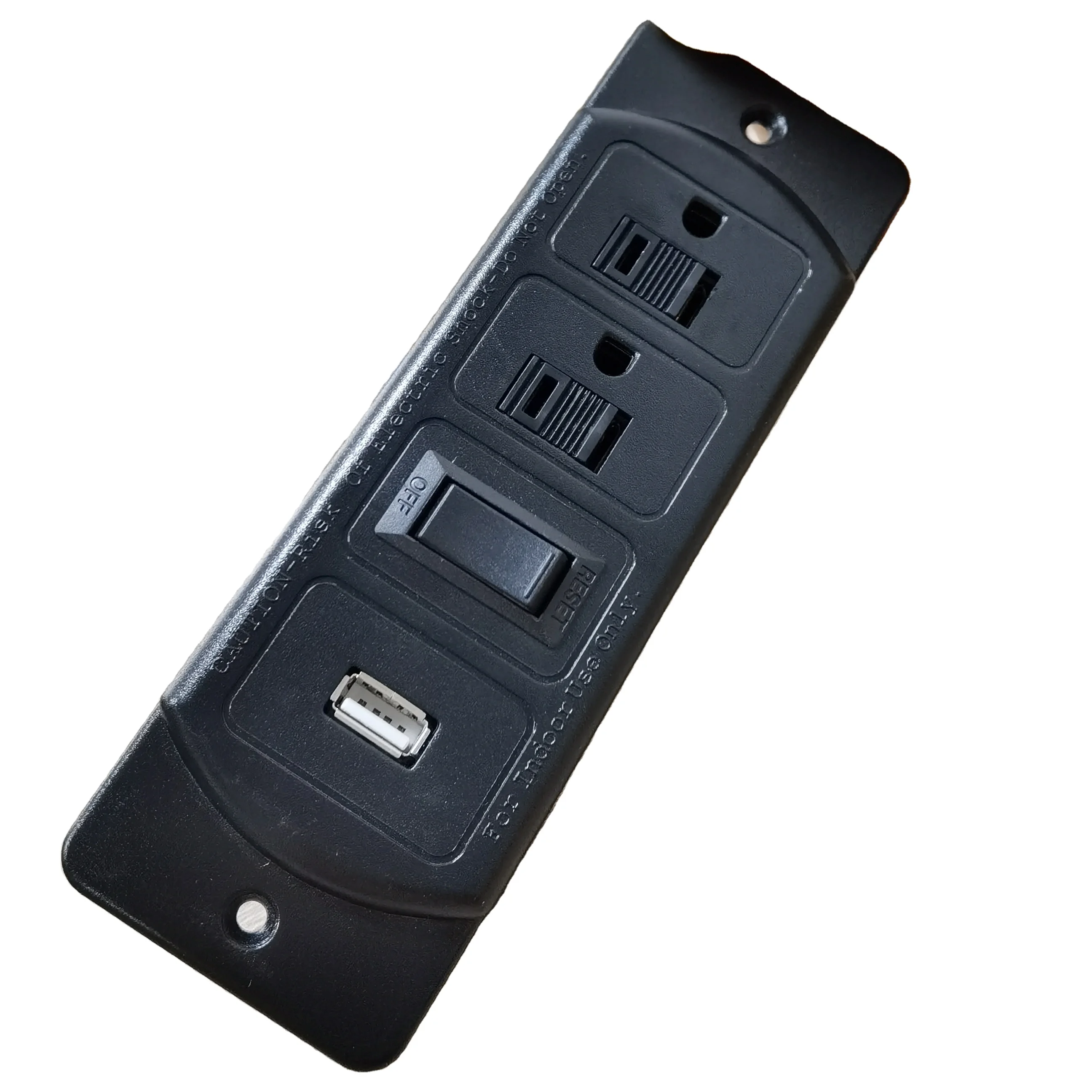 Wholesales Made In China Best Selling Electrical Product Rectangular Black US Dual Power Outlets With USB & Switch For Furniture