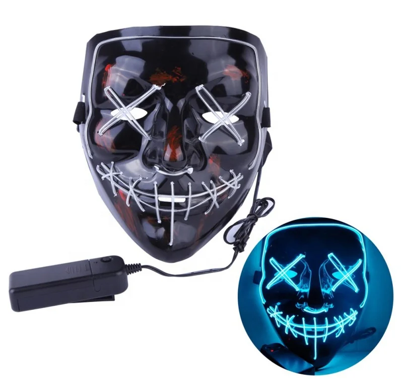 Новинка, светящаяся маска призрака EL Wire, светодиодная мигающая светящаяся маска для Хэллоуина, страшная светящаяся маска для косплея, маскарада, вечеринки