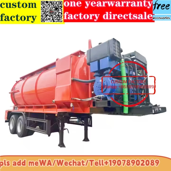 4x2 diesel sewage vacuum trailer manual 3-Axles Vacuum Sewage Suction Semi Trailer with vaccum pump