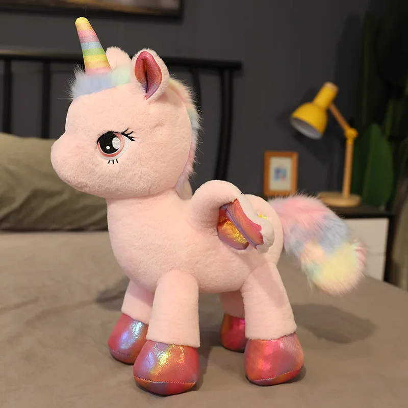 Wholesale Cute Rainbow Pegasus Doll Unicorn Little Pony Plush Toy Throw Pillow Doll Pink Decoration Birthday Gift For Kids