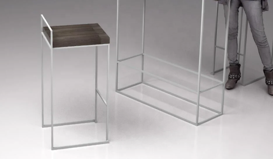 
Modern Bar Furniture Set Stainless Steel Genuine Leather Kitchen Counter Stools High Chair Bar Stool 