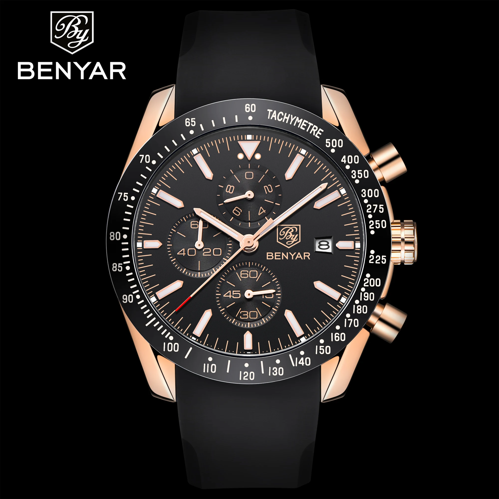 OEM 2020 Benyar 5140 аналоговые наручные часы с силиконовым ремешком для мужчин мужские хронограф кварцевые пользовательским логотипом