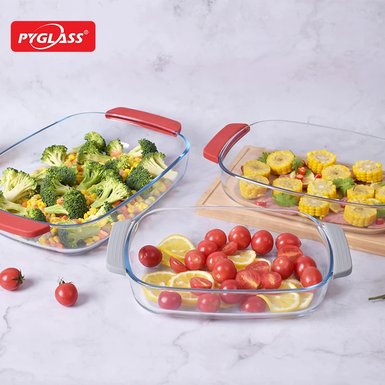 Rect. Glass Bakeware with handle, Baking Pans for Lasagna, Leftovers, Cooking, Kitchen, Freezer-to-Oven