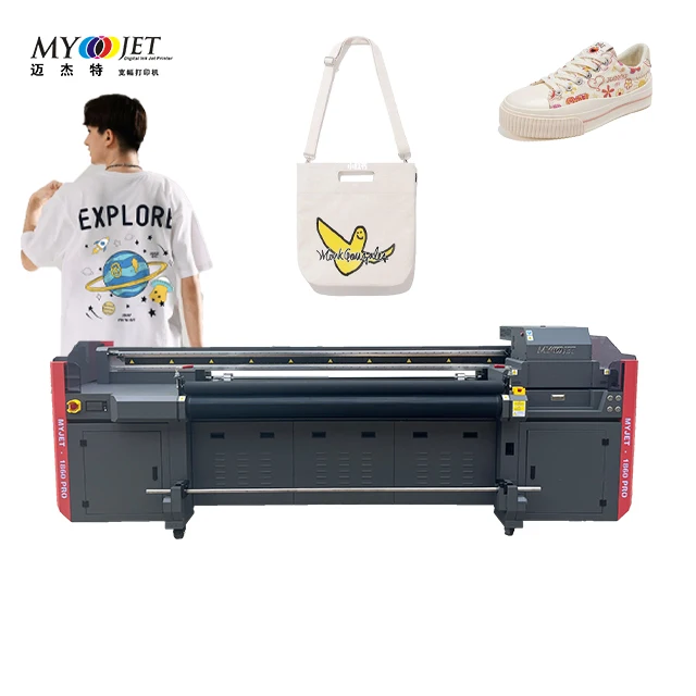 Myjet 1860B eco solvent printer digital inkjet PU leather canvas printing machine Roll to roll and flatbed printer