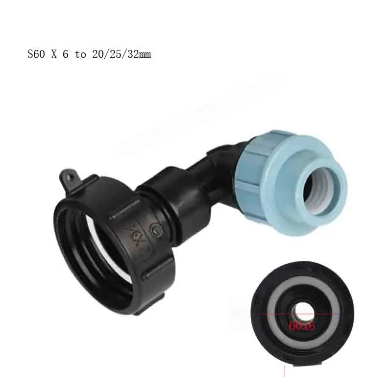 S60X6 Right Angle IBC Tank Connecter to 20/25/32mm for IBC Outlet Tap IBC Ball Outlet Valve Replacement Hose Connection