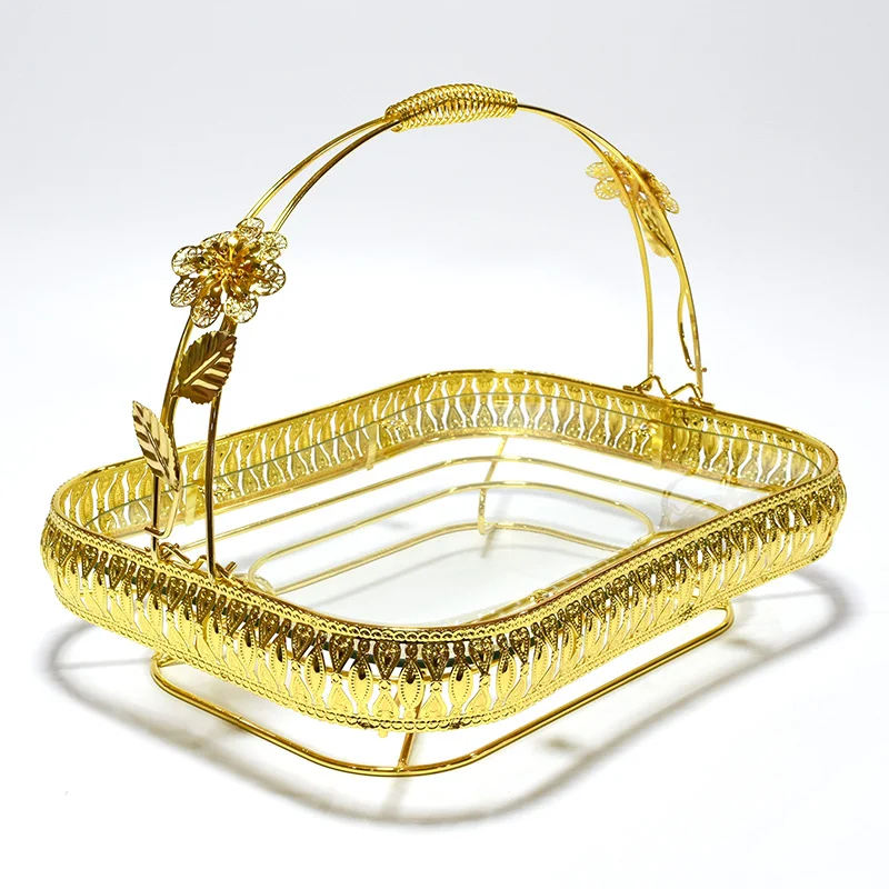 Factory activity price fruit basket Iron frame and glass panel rectangle metal fruit basket