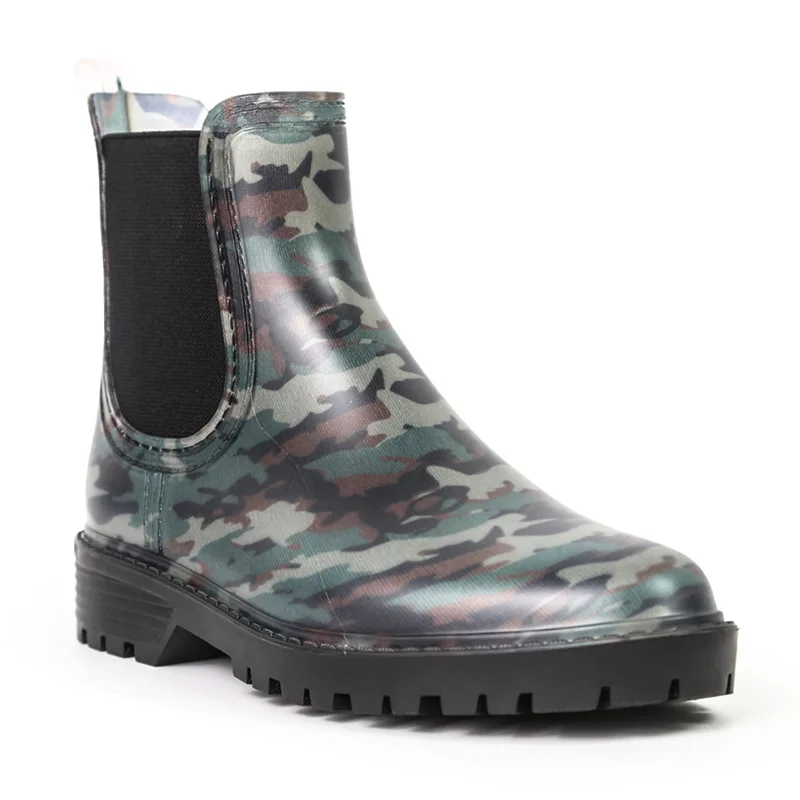 Top Quality Customize Pattern Short Elastic Band Waterproof Wellies Ankle Shoes