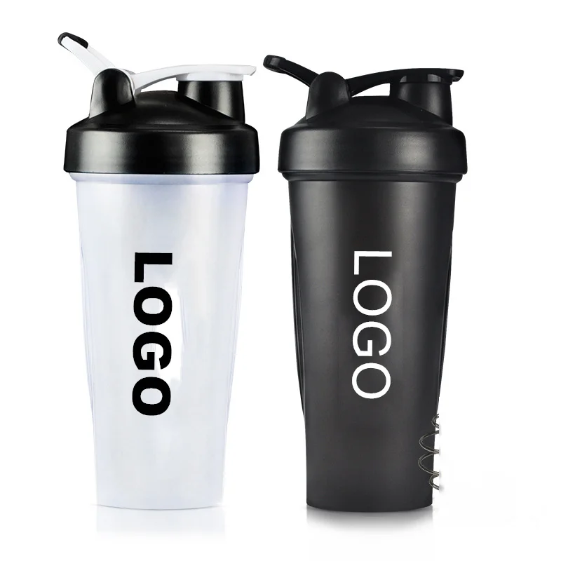 Custom logo 400ml 500ml 600ml 700ml 800ml gym fitness protein plastic shaker bottles with mixing ball sports