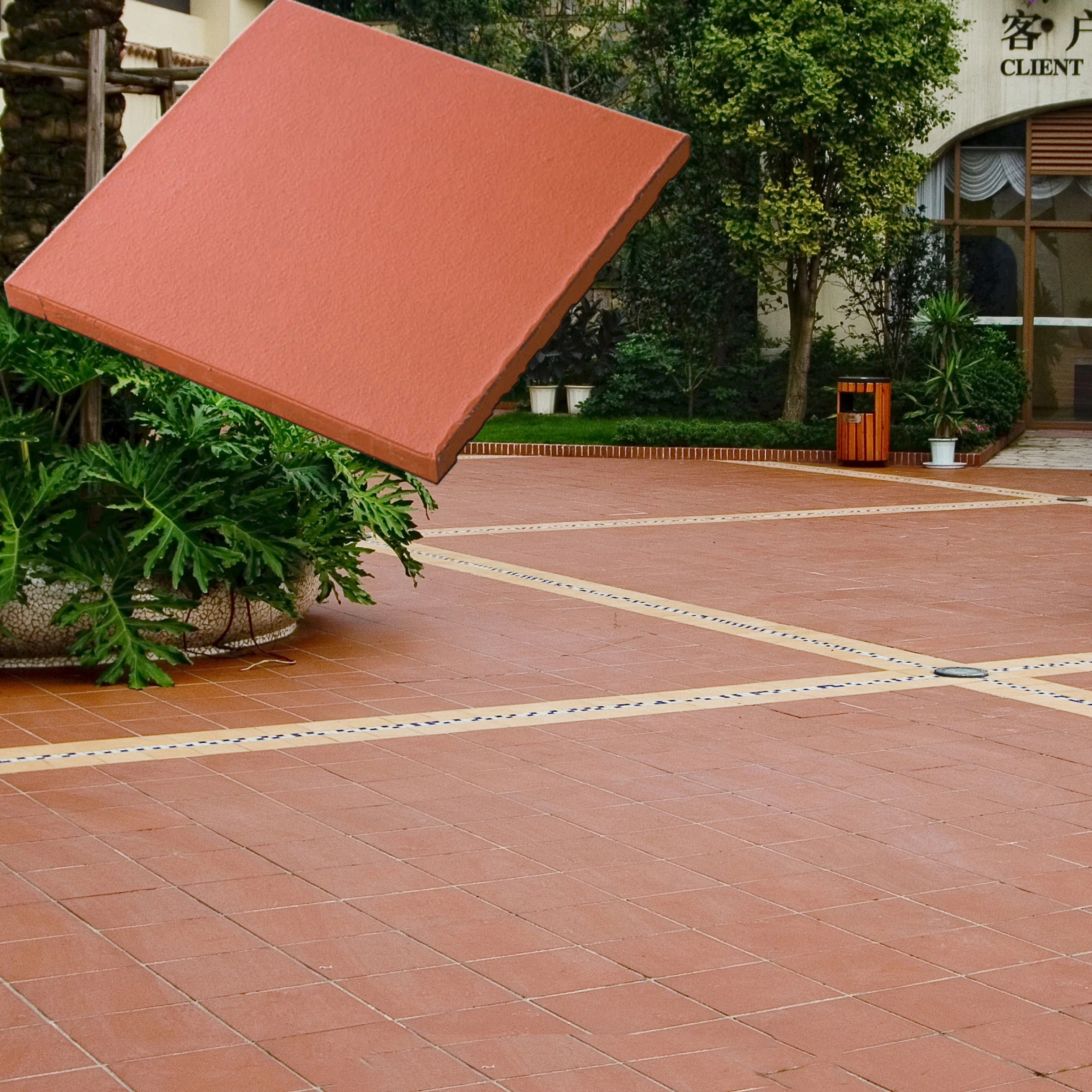 discontinued 200x200 8x8 ceramic brick slip courtyard backyard terracotta floor tiles outdoor