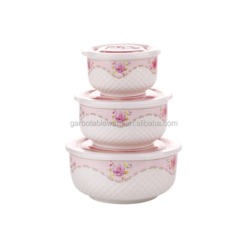 leak proof porcelain bowls with plastic lid 3 different size of ceramic bowl with gold rim design home wholesales porcelain bowl
