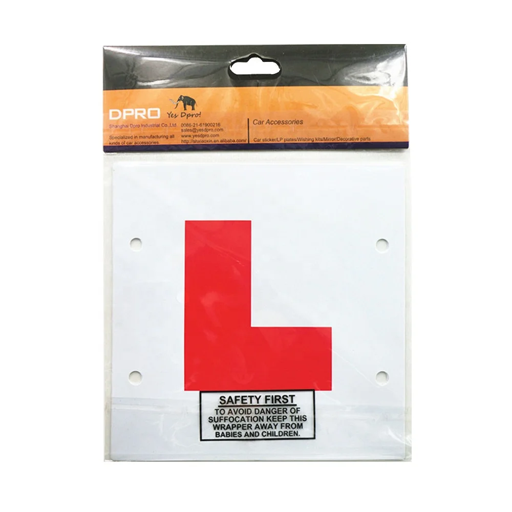 PVC Motorcycle New Learner Driver L Plates Plastic Road Safety Warning Sign Car Sticker