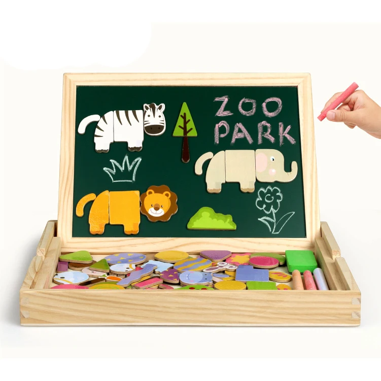 Деревянный магнитный мольберт доска для рисования деревянный животный лес