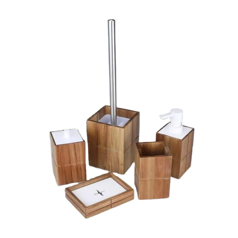 Hot Sale Private Logo Printing Home Hotel Fashion Luxury Bamboo Bathroom Accessories Set