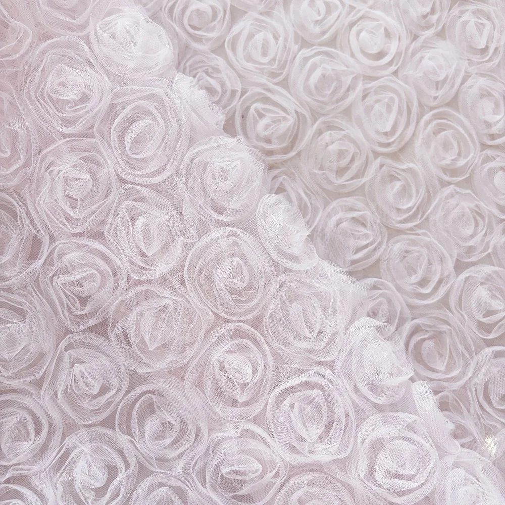 Light pink lace fabric meter cheap price 2024 coiling embroidery fabric 3d for lingerie