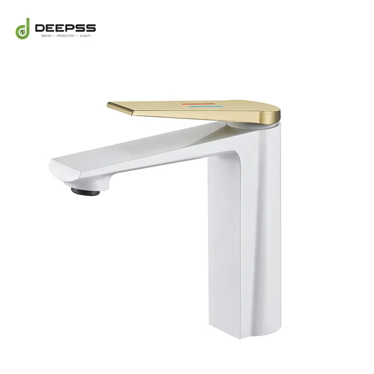 Kaiping Wholesale Unique White And Gold Brass Bathroom Basin Tap