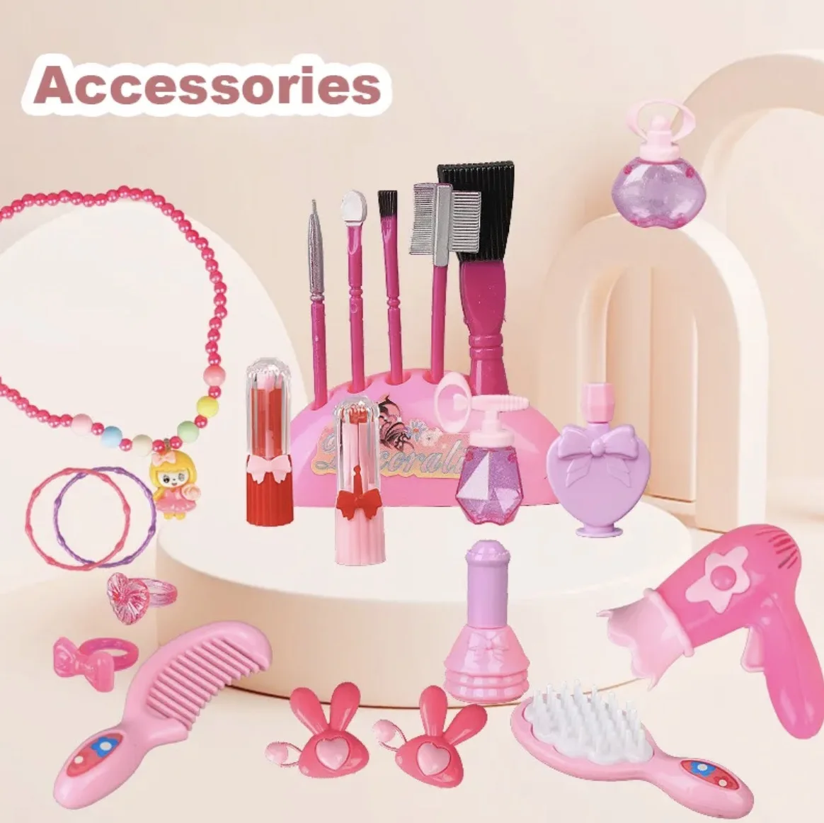 QW Spot Wholesale Girl Play House Pretend Toy Princess Alloy Suitcase Makeup Table Cultivates Hands-on Ability Multiplayer Game