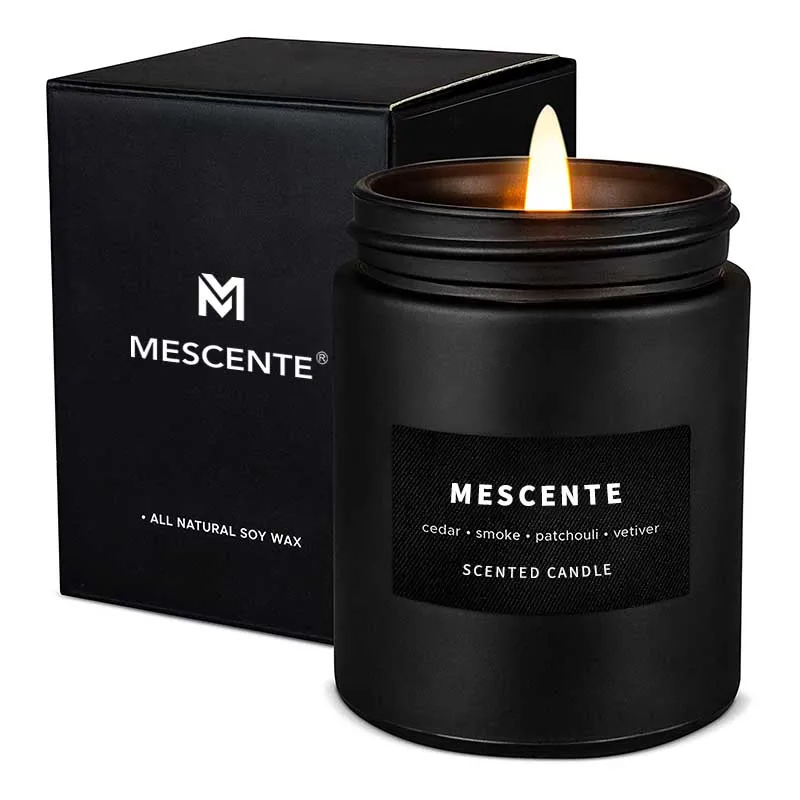 M&scent Small Vanilla Scent 17 Oz. Jar Food Essential Oil Gel Soy Wax Scented Candle Gift Set in Glass Jar Luxury Box 100pcs