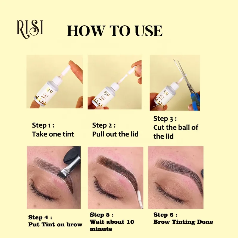 RISI Private Label Long Lasting Color Tinted Brow Lash Waterproof Dye for Eyebrows and Eyelashes