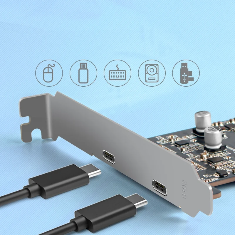 Плата расширения PCI-E-dual Type-C 2 порта 10 Гбит/с высокоскоростной адаптер с двойным интерфейсом 3 1 чипсет