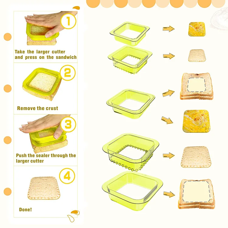 Top Fashion Set 2022 Round Square Shape Bento Accessory For Kid Sandwich Cutter And Sealer