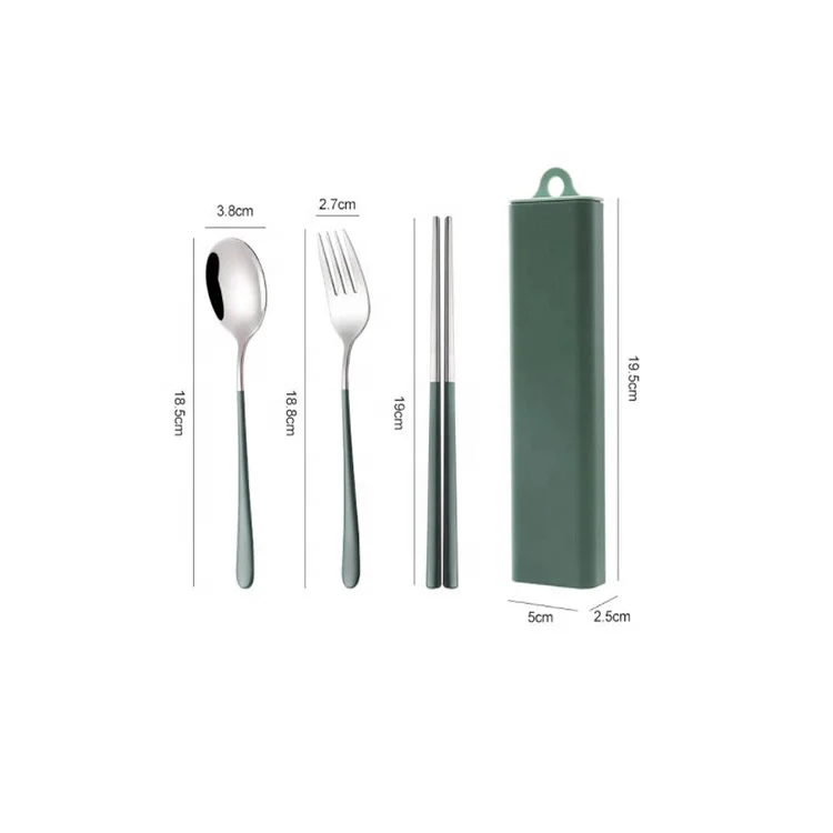 2024 Customized Stainless Steel Flatware Disposable Multifunctional Spoon Fork Chopsticks Set Wholesale Personal Use Chopsticks