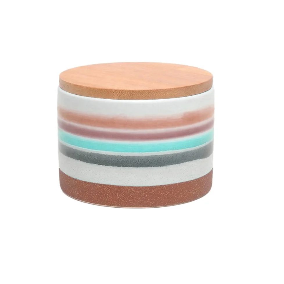 10 унций новинка керамические цветные полосы глазурованная ручная роспись свечи банка поставщик роскошный контейнер для хранения свечей онлайн