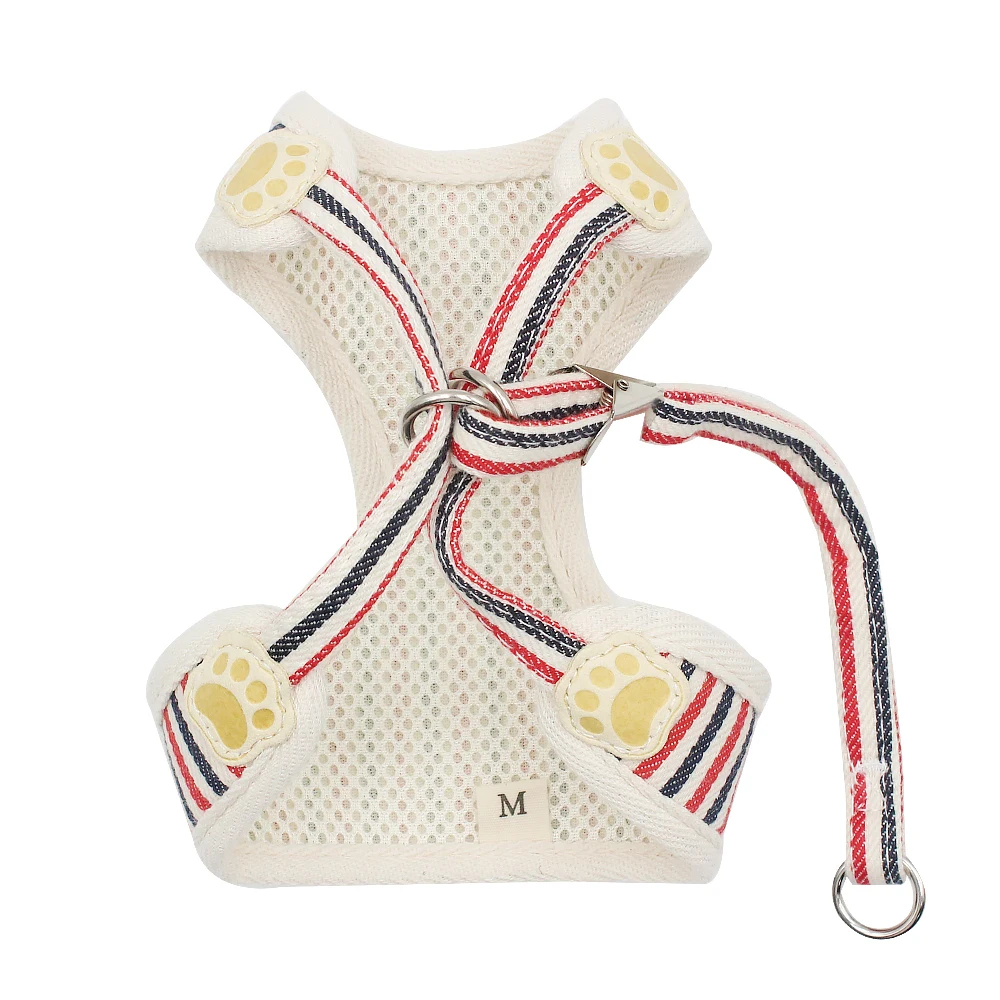 Striped Pattern Bowtie Design Pet Harness Vest With Leash, Formal Dress Dog Cat Harness Set With Leash