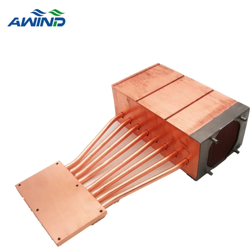 Custom Aluminum or copper refrigerator stacked fin heatsink with fan
