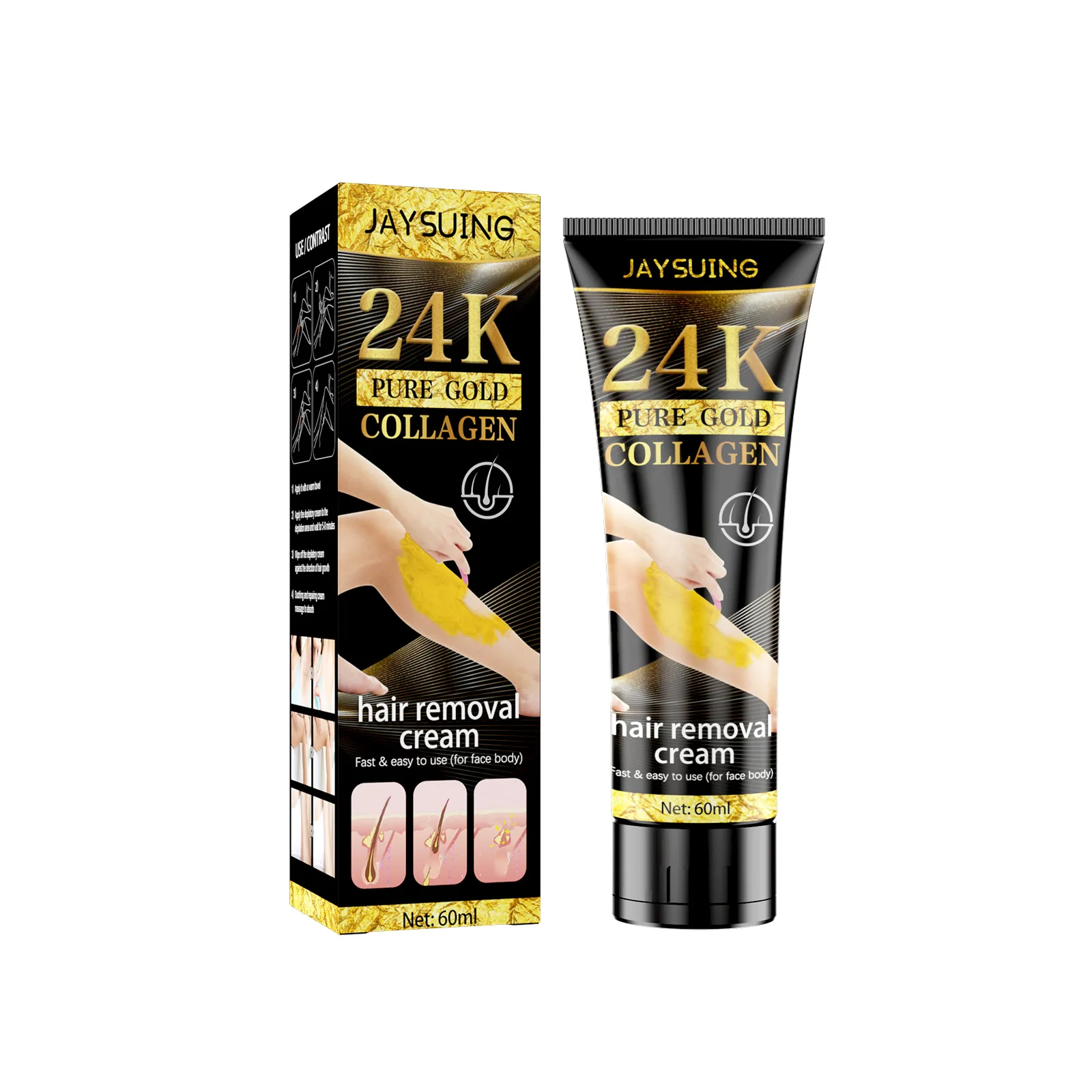 24k gold collagen armpit body natural women hair removal cream