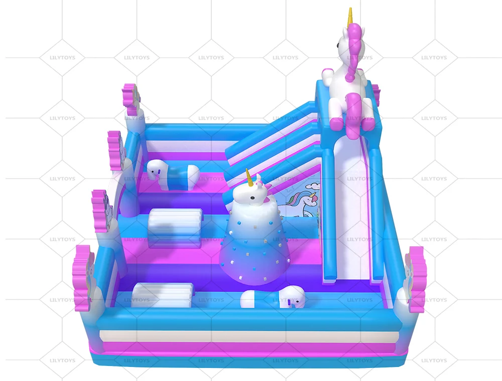 Lilytoys уличная игровая площадка для детей тема единорога красочная печать надувная функциональность развлечений