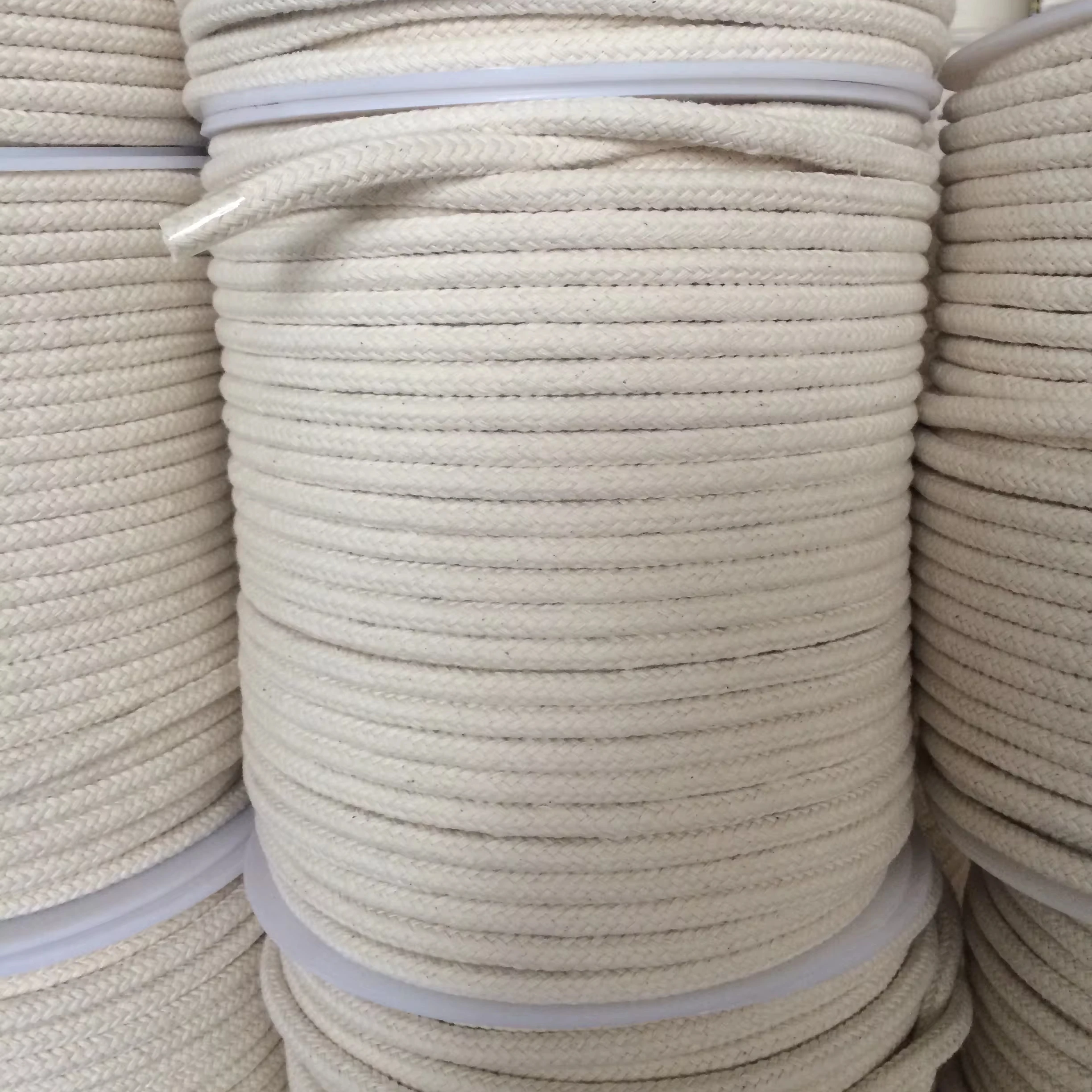 10mm Synthetic(poly yarn) core Cotton sash cord,16 strand braided rope