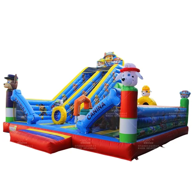 WINSUN Giant Inflatable Playground Park Jumping Inflatable Fun City Bouncer Trampoline With Slide