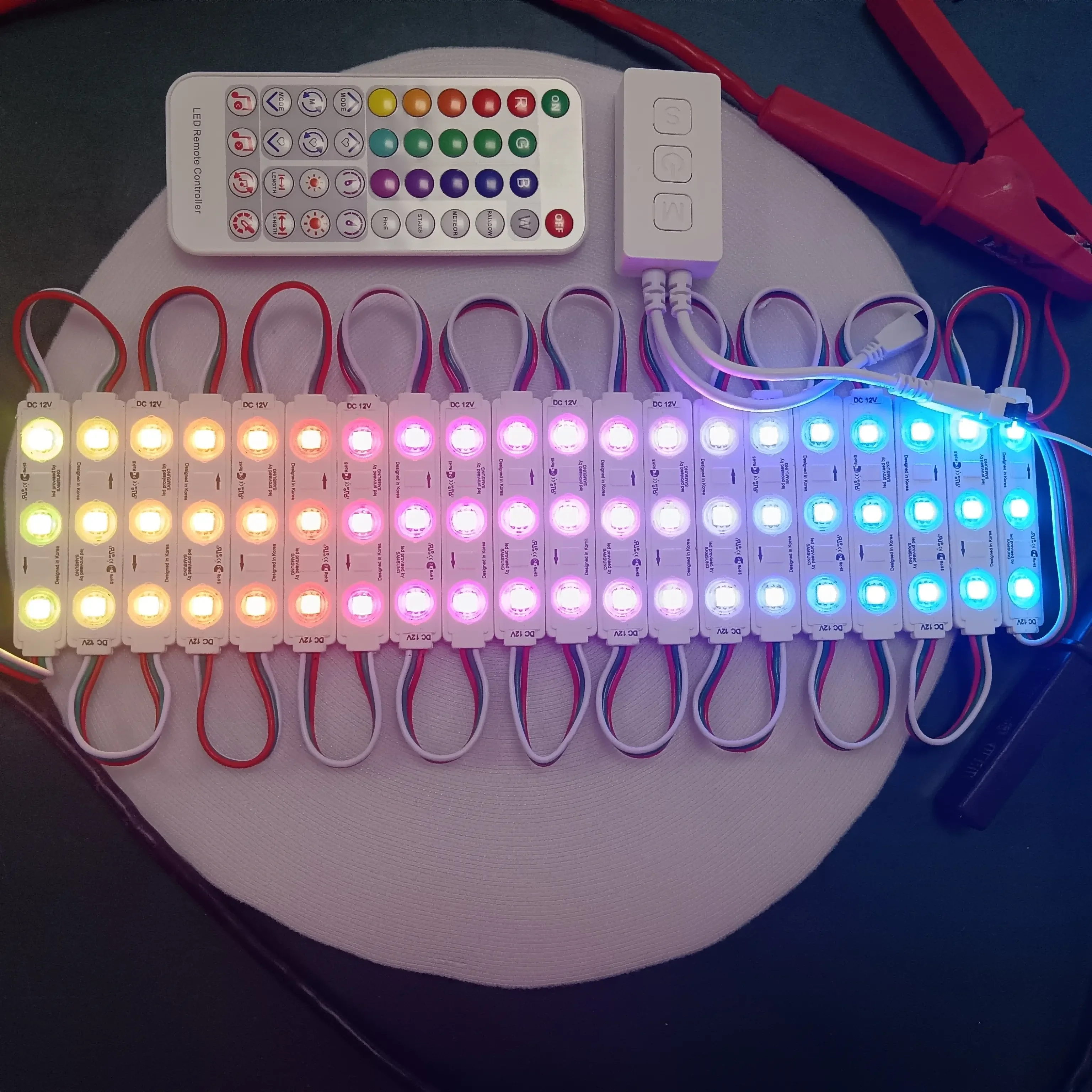 Новый цифровой rgb адресный многоцветный IP67 светодиодный модуль 70x15 мм 2835 3LED 12 В инжекторный