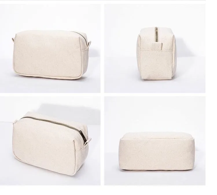 Organic Cotton  Cosmetic Bag  Blank DIY Craft Bag Canvas Pencil Case Blank Makeup Bags- Canvas Pencil Pouch