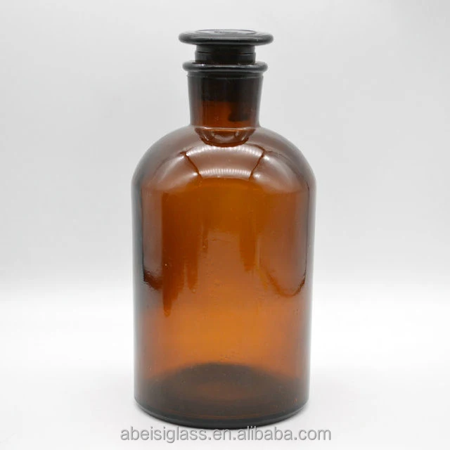 Wholesale 250ml 500ml Empty Reagent Bottle Amber Glass Apothecary Bottles With Glass Stopper